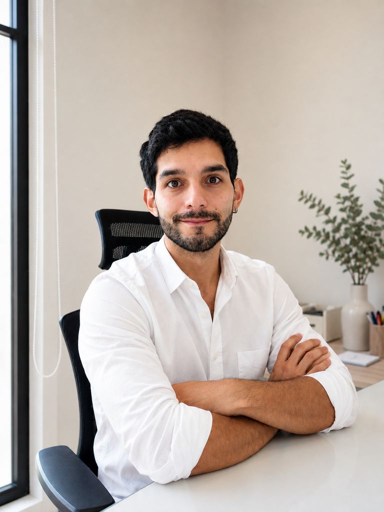 Dr. Andrés Reátiga Parrish en su consultorio